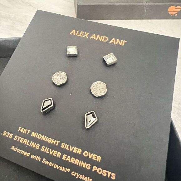 ALEX AND ANI Diamond Jet & Path Of‎ Life Stud Earring Set, NWT - Picture 8 of 12